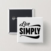 Badge Carré 5 Cm Live Simply Typographie (Devant & derrière)