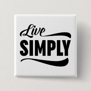 Badge Carré 5 Cm Live Simply Typographie