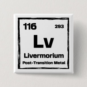 Badge Carré 5 Cm Livermorium (Lv) - Tableau Périodique des Éléments