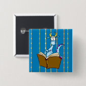 Badge Carré 5 Cm Livre de lecture de dragon (Devant & derrière)