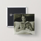 Badge Carré 5 Cm Livre de lecture de femme (Devant & derrière)