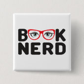 Badge Carré 5 Cm Livre Nerd (Devant)