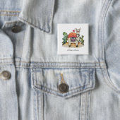 Badge Carré 5 Cm Llama Aquarelle Avec Cactus (En situation)