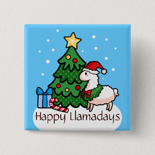Badge Carré 5 Cm Llamadays heureux