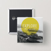 Badge Carré 5 Cm L'océan | explorent la citation du monde (Devant & derrière)