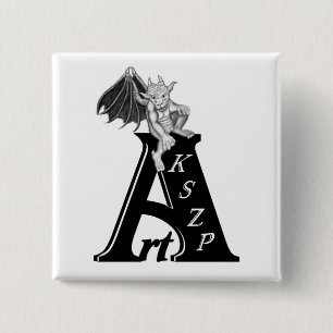Badge Carré 5 Cm Logo Art KSZP mit Golem Gargoyle