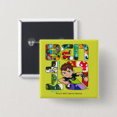 Badge Carré 5 Cm Logo Ben 10 Alien (Devant & derrière)
