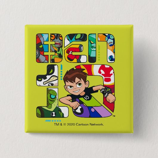 Badge Carré 5 Cm Logo Ben 10 Alien (Devant)