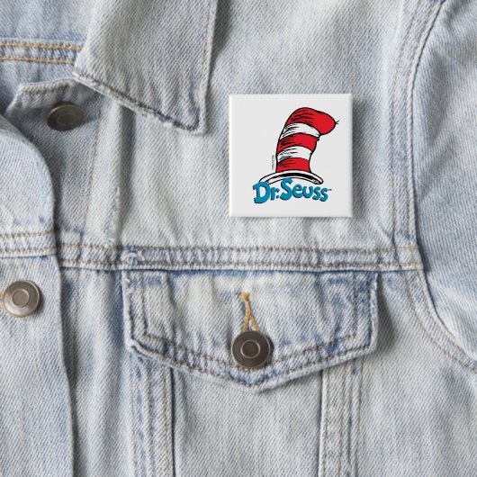 Badge Carré 5 Cm Logo chapeau de Dr Seuss (En situation)
