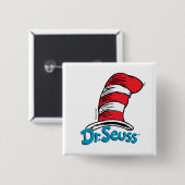 Badge Carré 5 Cm Logo chapeau de Dr Seuss (Devant & derrière)