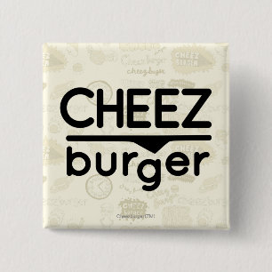 Badge Carré 5 Cm Logo de Cheezburger (noir)