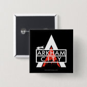 Badge Carré 5 Cm Logo de la ville d'Arkham Blanc (Devant & derrière)