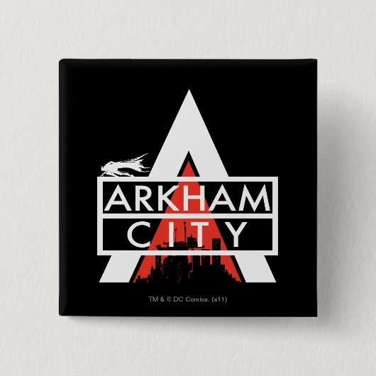 Badge Carré 5 Cm Logo de la ville d'Arkham Blanc (Devant)