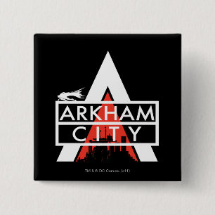 Badge Carré 5 Cm Logo de la ville d'Arkham Blanc