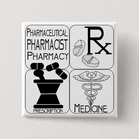 Badge Carré 5 Cm LOGO de pharmacien de pharmacie (Devant)
