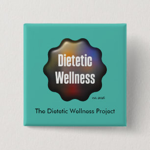 Badge Carré 5 Cm Logo du projet de bien-être diététique + bouton Es