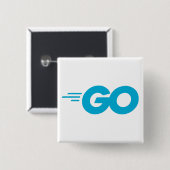 Badge Carré 5 Cm Logo Golang (Go Programming Language) (Devant & derrière)