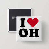 BADGE CARRÉ 5 CM L'OHIO - "J'AIME L'OH" "QUE J'AIME L'OHIO" (Devant & derrière)