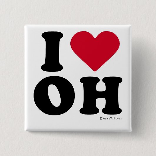 BADGE CARRÉ 5 CM L'OHIO - "J'AIME L'OH" "QUE J'AIME L'OHIO" (Devant)