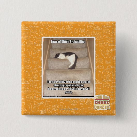 Badge Carré 5 Cm Lois de la probabilité de Kitteh (Devant)