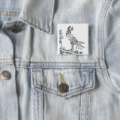 Badge Carré 5 Cm L'oiseau chinois Luan (En situation)