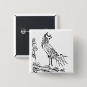 Badge Carré 5 Cm L'oiseau chinois Luan (Devant & derrière)