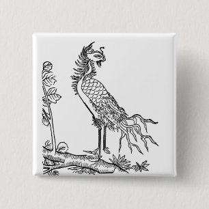 Badge Carré 5 Cm L'oiseau chinois Luan