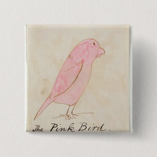 Badge Carré 5 Cm L'oiseau rose, de 'seize dessins de BIR comique