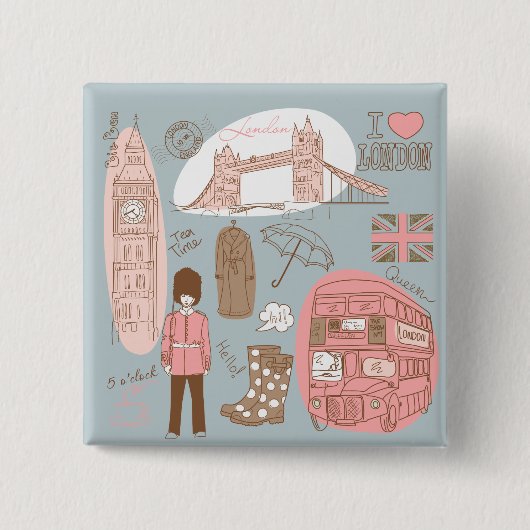 Badge Carré 5 Cm londres (Devant)