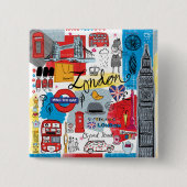 Badge Carré 5 Cm Londres, Angleterre (Devant)
