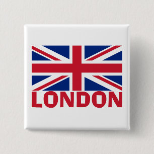 Badge Carré 5 Cm Londres en rouge