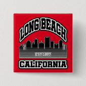 Badge Carré 5 Cm Long Beach, Californie (Devant)