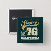 Badge Carré 5 Cm Longboard surfant | la Californie 76 (Devant & derrière)
