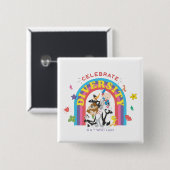 Badge Carré 5 Cm LOONEY TUNES™ - Celebrate Diversity Pride Arc-en-c (Devant & derrière)