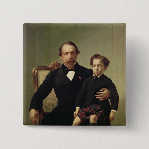 Badge Carré 5 Cm Louis-Napoléon Bonaparte d'empereur et son fils