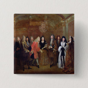 Badge Carré 5 Cm Louis XIV souhaite la bienvenue à l'électeur de 