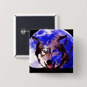 Badge Carré 5 Cm Loup et Pleine lune (Devant & derrière)