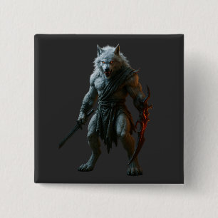 Badge Carré 5 Cm Loup-garou arctique