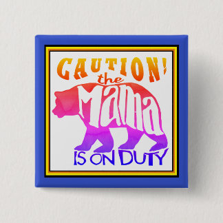 Badge Carré 5 Cm L'ours de maman arc-en-ciel en service