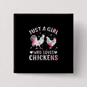 Badge Carré 5 Cm Louvain de poulet Fille qui aime les poulets