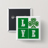 Badge Carré 5 Cm Love Celtic Coeurs Shamrocks (Devant & derrière)