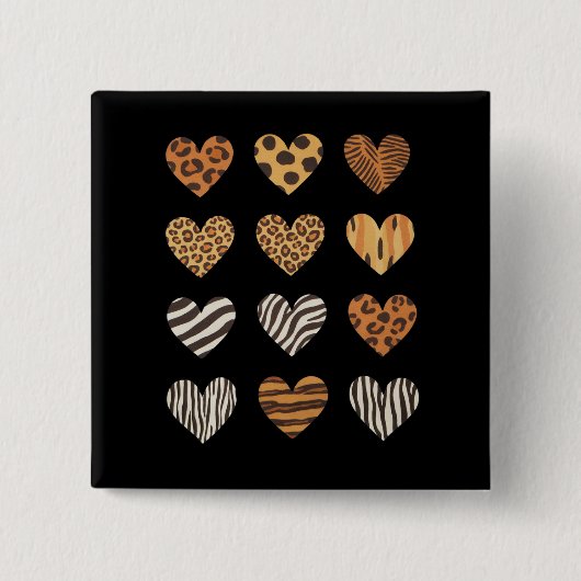 Badge Carré 5 Cm Love Heart Leopard Cute Valentine's Day (Devant)