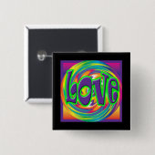 Badge Carré 5 Cm Love 'les années 70 Style (Devant & derrière)