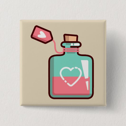 Badge Carré 5 Cm Love Potion Hearts Bottle (Devant)