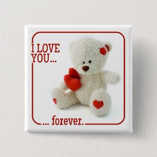 Badge Carré 5 Cm Love Teddy Valentine bouton