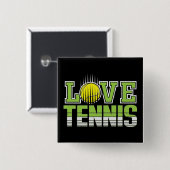 Badge Carré 5 Cm Love Tennis (Devant & derrière)