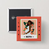 Badge Carré 5 Cm Love Them Both Pro-Life – Honor Life Button (Devant & derrière)