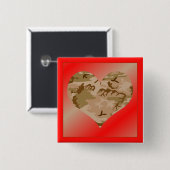 Badge Carré 5 Cm Love You Desert Sand Camo Heart Valentine Button (Devant & derrière)