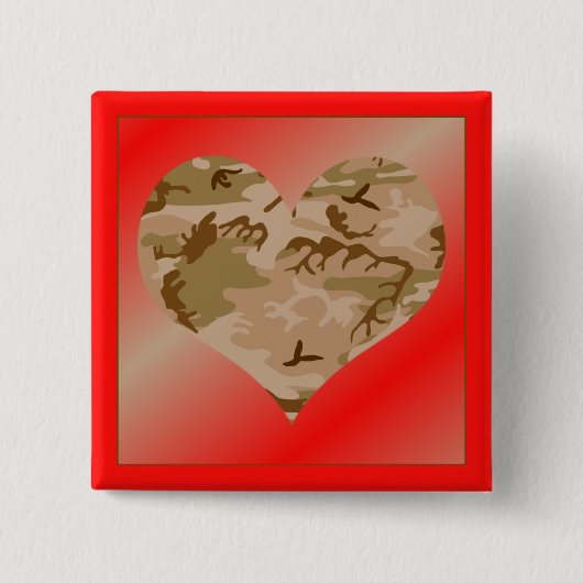Badge Carré 5 Cm Love You Desert Sand Camo Heart Valentine Button (Devant)