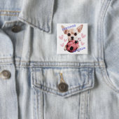 Badge Carré 5 Cm Lovebug certifié - Bouton Chihuahua (En situation)